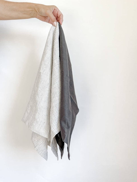 Pure French Linen Tea Towel - Pinstripe