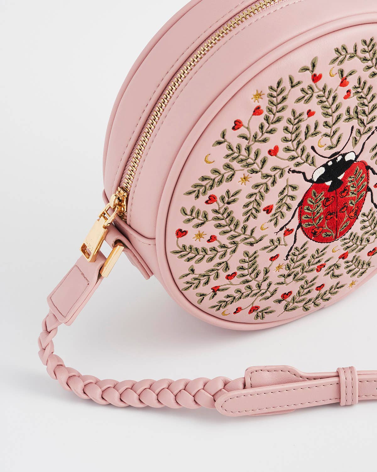 Ladybird Pink Embroidered Circle Bag