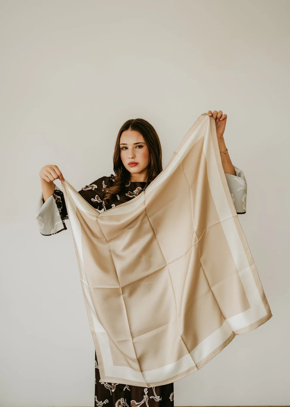 Imelda Oat Half Ricecake Silk Scarf