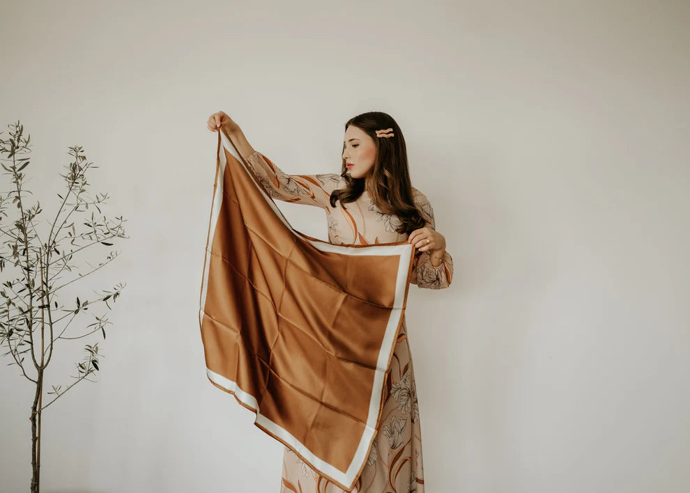 Delphine Iced Gingerbread Silk Scarf
