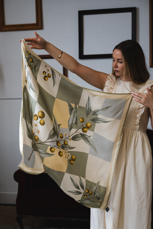 Valentina in Sage Linen Silk Scarf