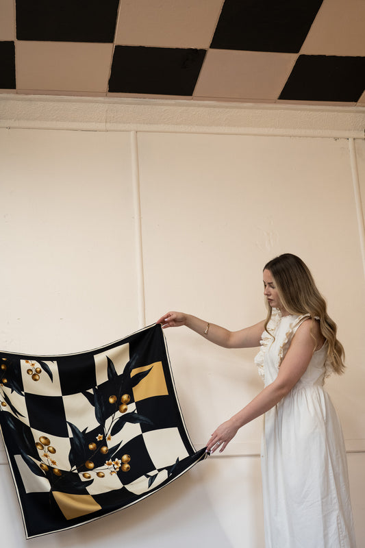 Valentina in Onyx Oat Silk Scarf