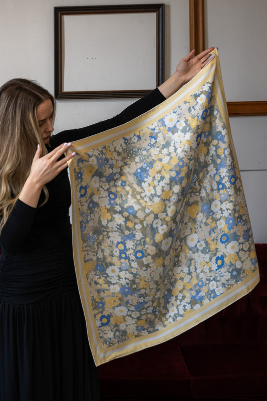 Macey in Butter Bloom Silk Scarf