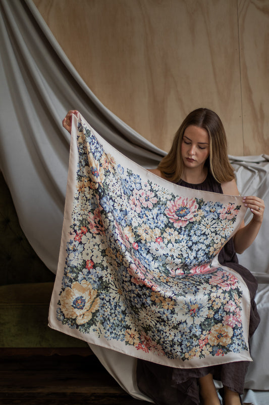 Mae in Powder Rose Silk Scarf