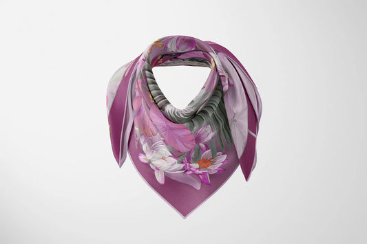 Nymphéas Aubergine Silk Scarf