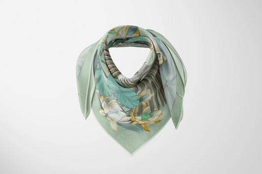 Nymphéas Celadon Silk Scarf