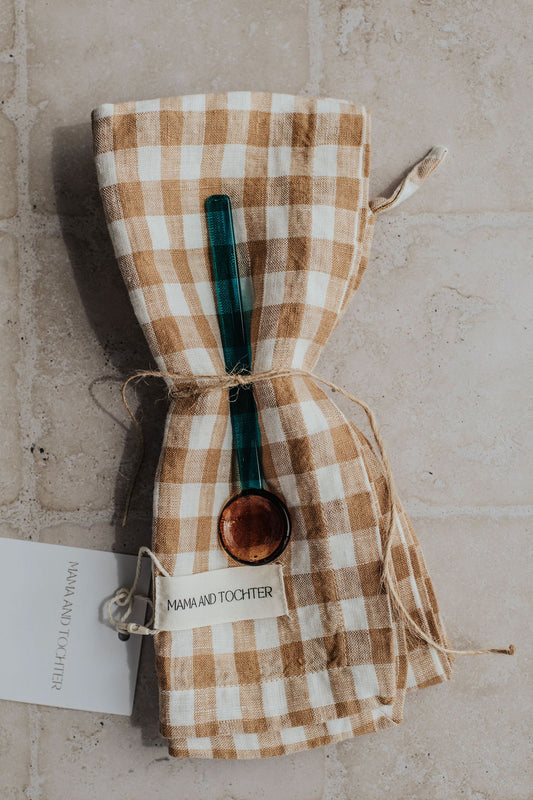 French Linen Tea Towel & Glass Spoon Gift Pack