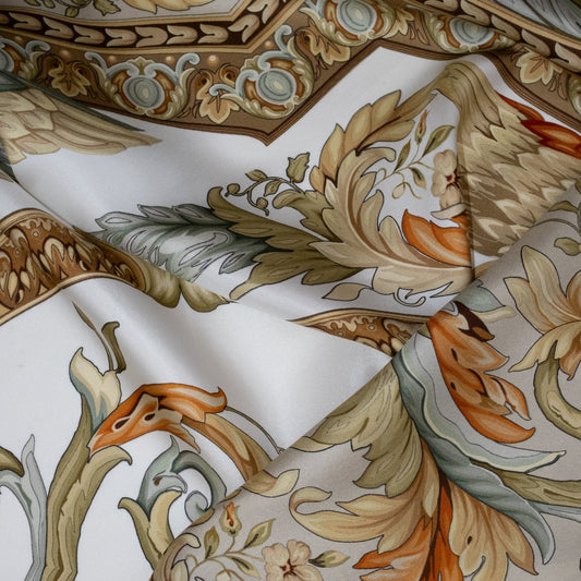 Delphine White Swan Silk Scarf