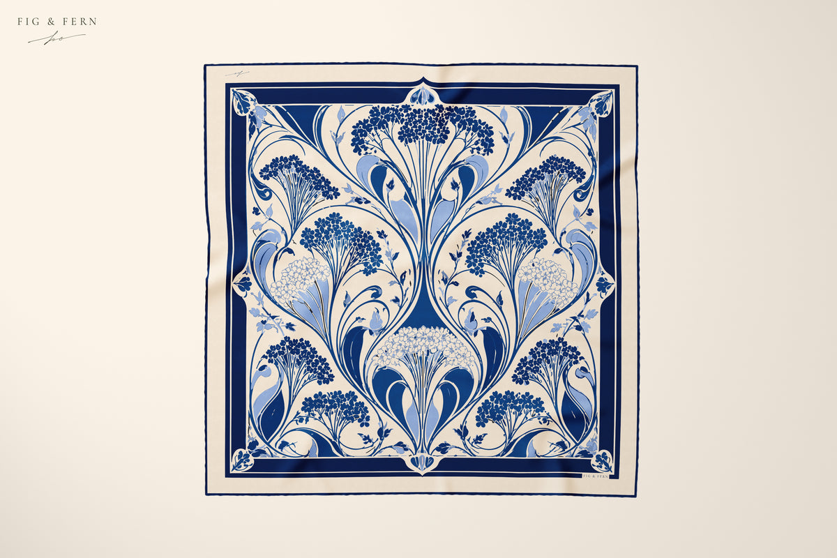 Cerys in Delft Silk Scarf