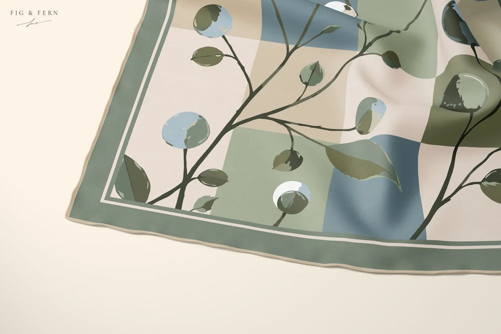 Freida in Lichen Silk Scarf