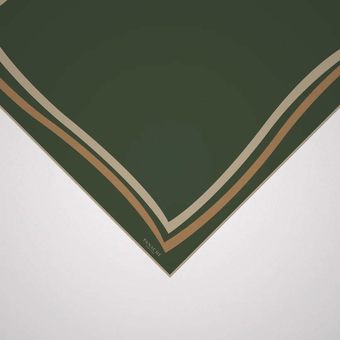 Classique Deep Green & Tan Silk Scarf