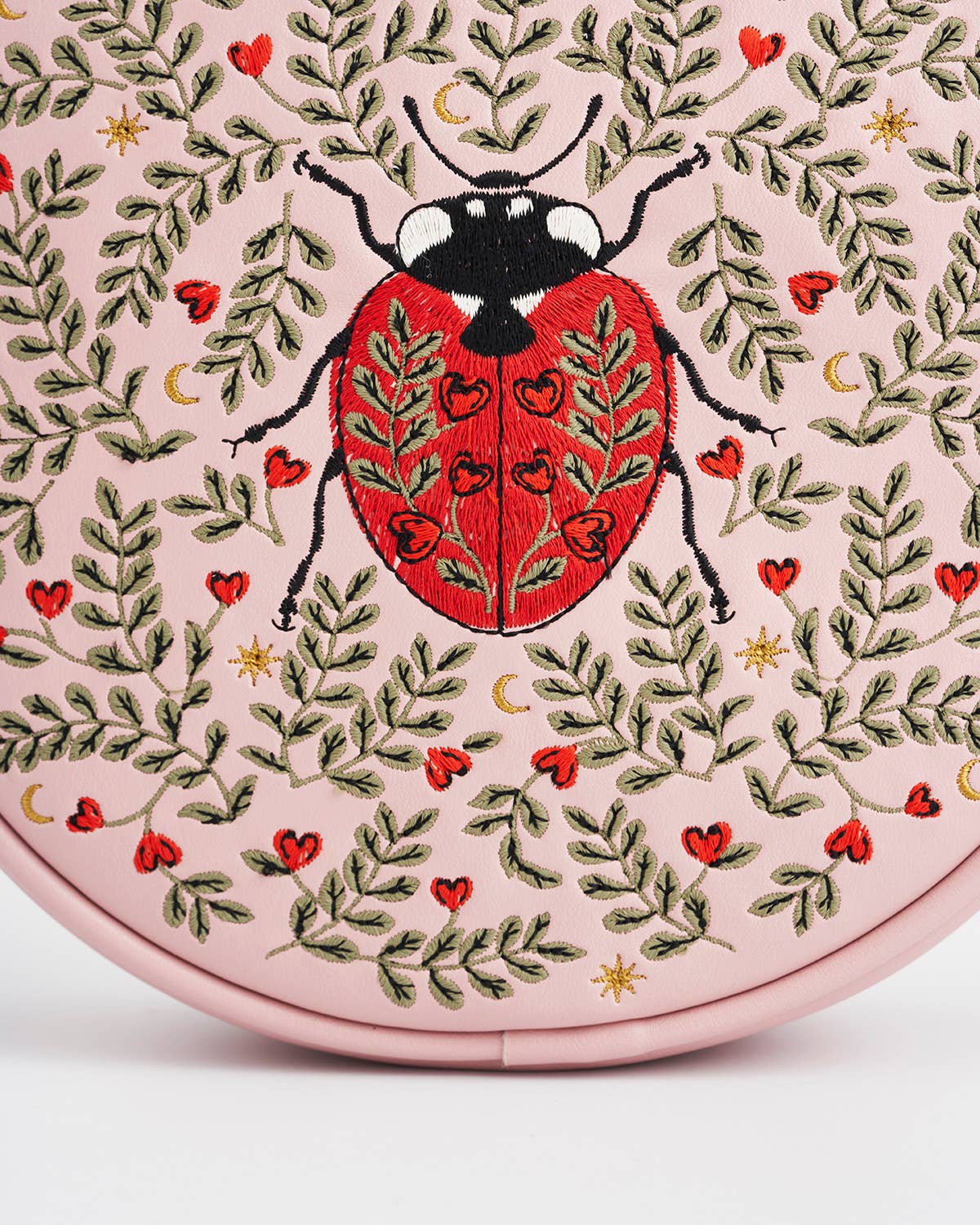 Ladybird Pink Embroidered Circle Bag
