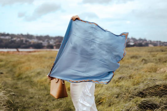 Sophie Bluebird Croissant Silk Scarf