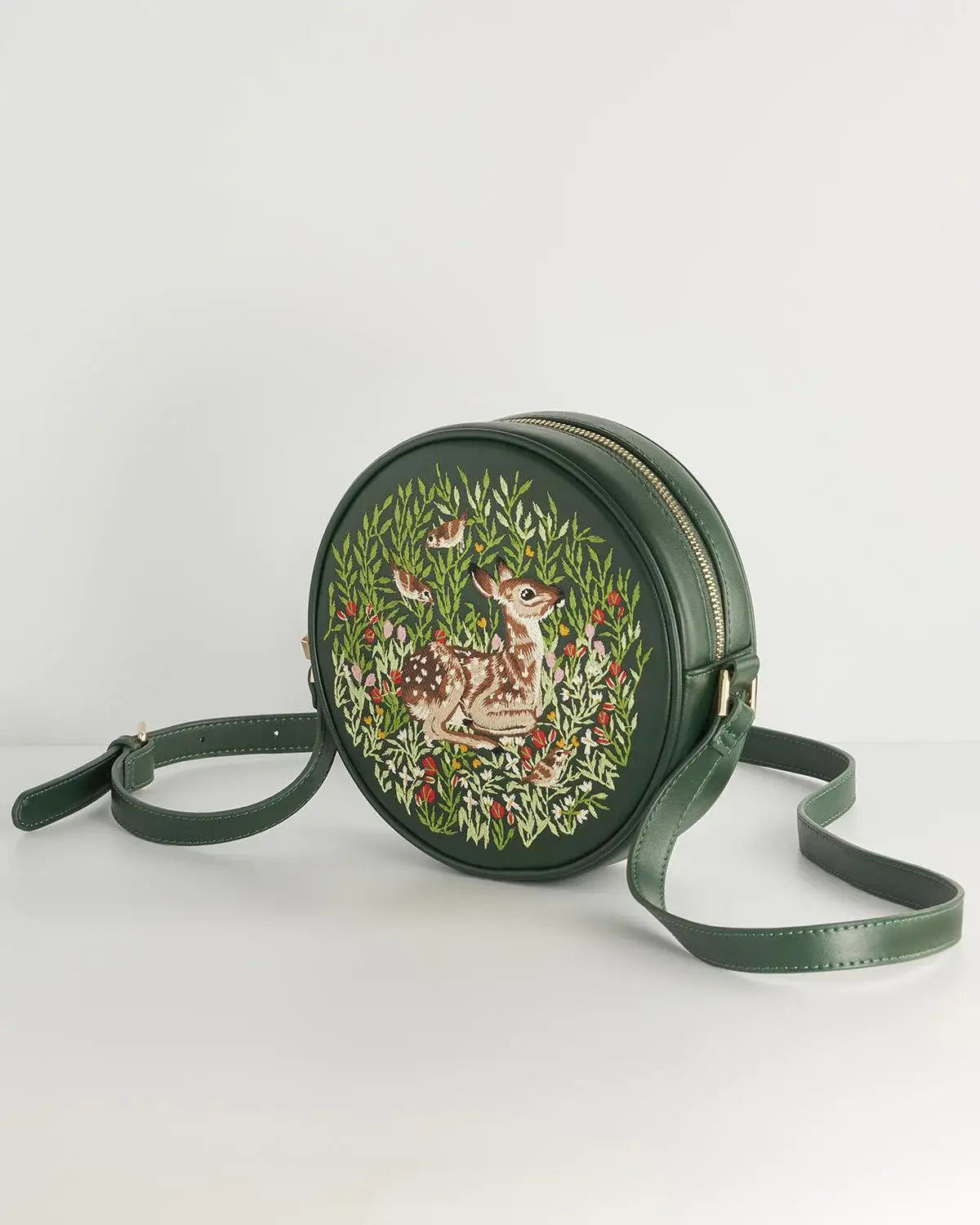 Chloe Fawn Embroidered Circle Bag