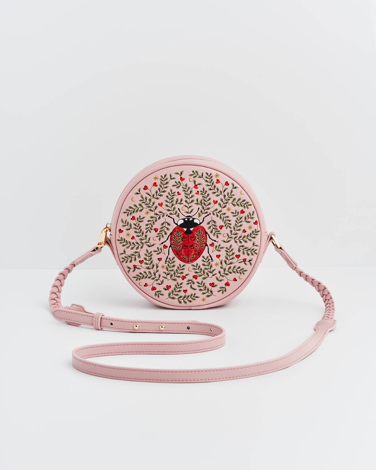 Ladybird Pink Embroidered Circle Bag