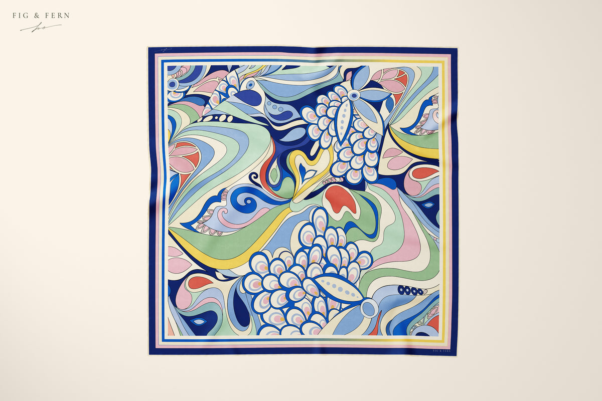 Aria in Blue Riviera Silk Scarf
