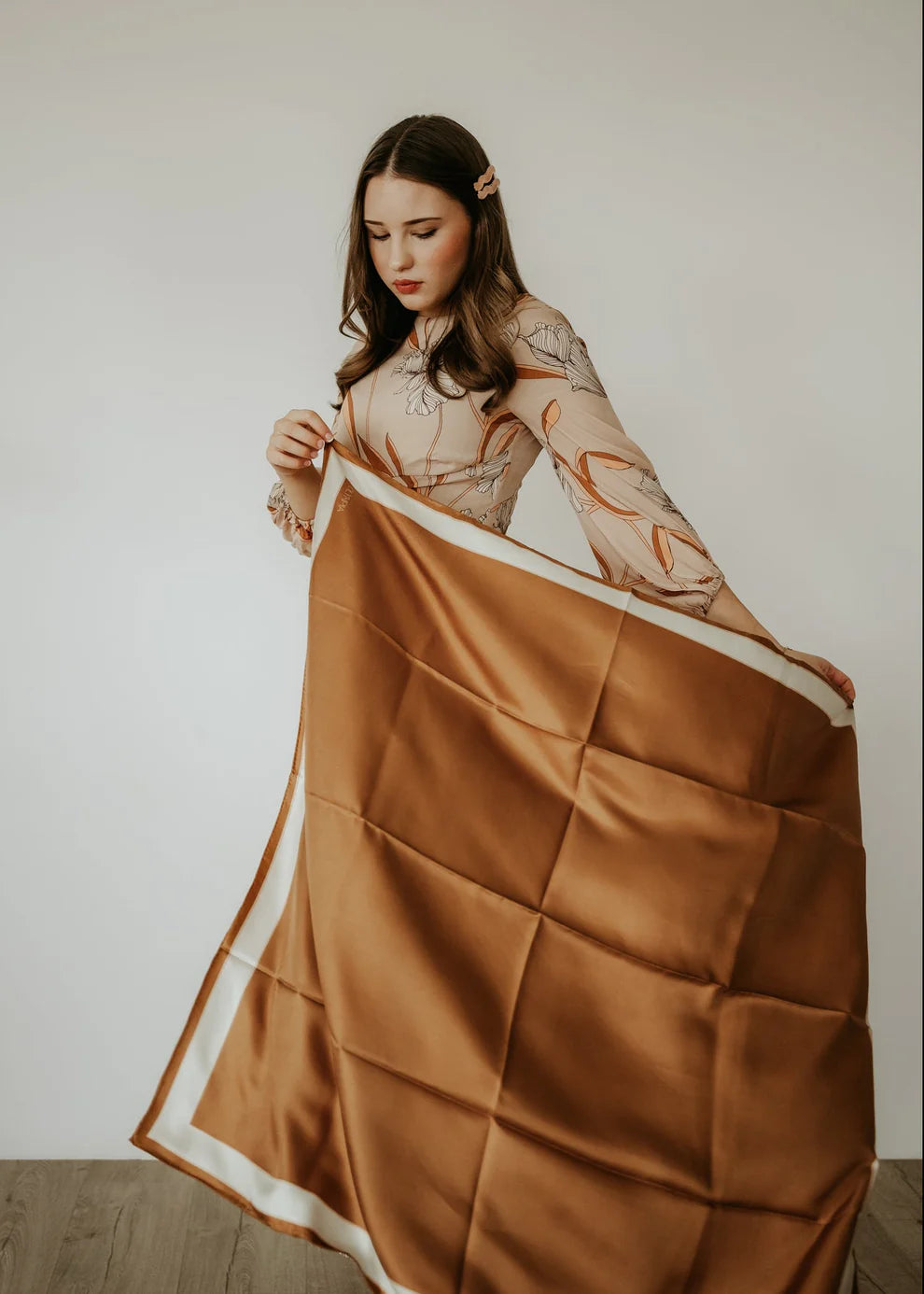Delphine Iced Gingerbread Silk Scarf