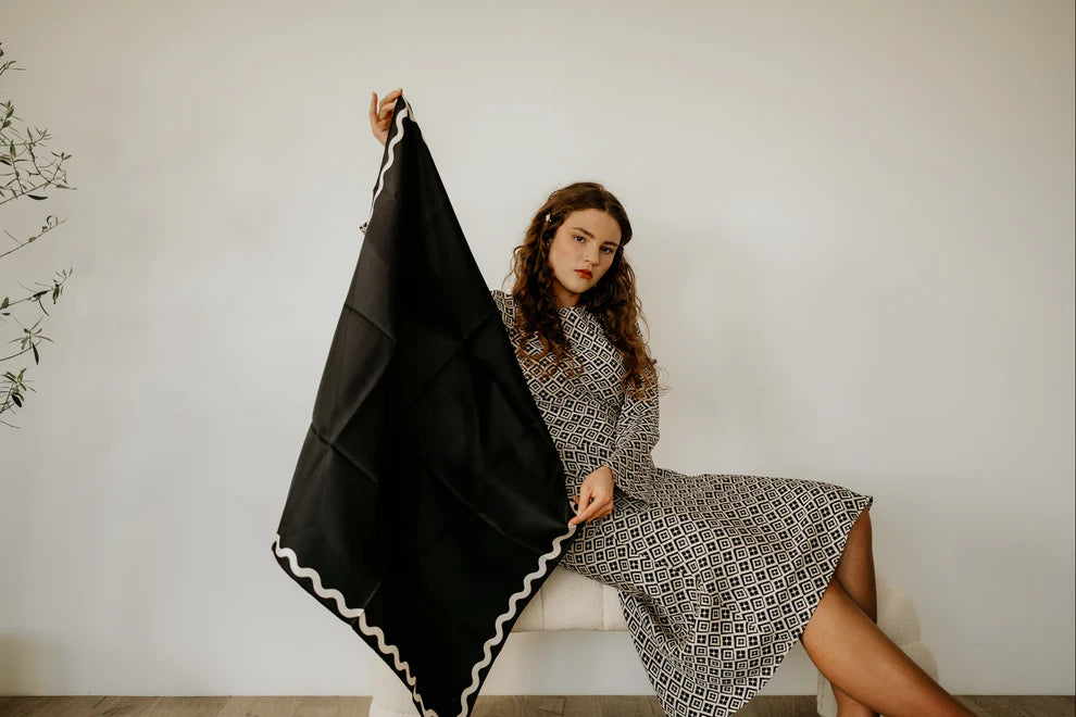 Sophie Ebony Coconut Milk Silk Scarf