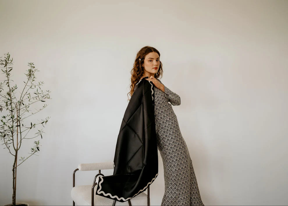 Sophie Ebony Coconut Milk Silk Scarf