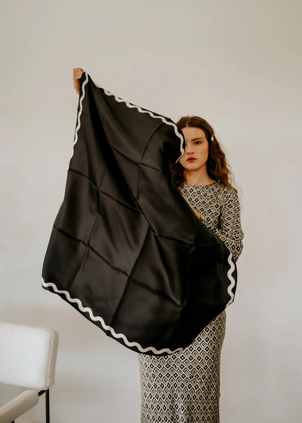 Sophie Ebony Coconut Milk Silk Scarf