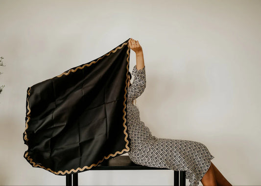 Sophie Ebony Gold Silk Scarf