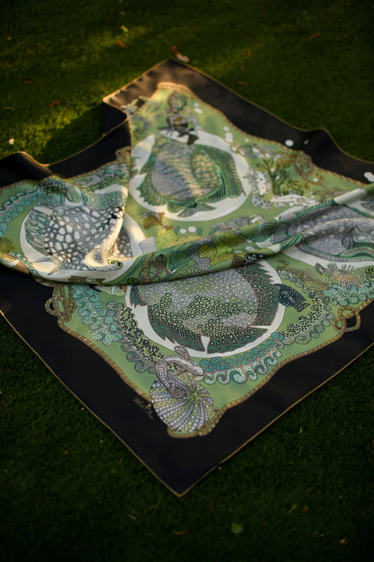 La Vie Marine Cilantro Silk Scarf
