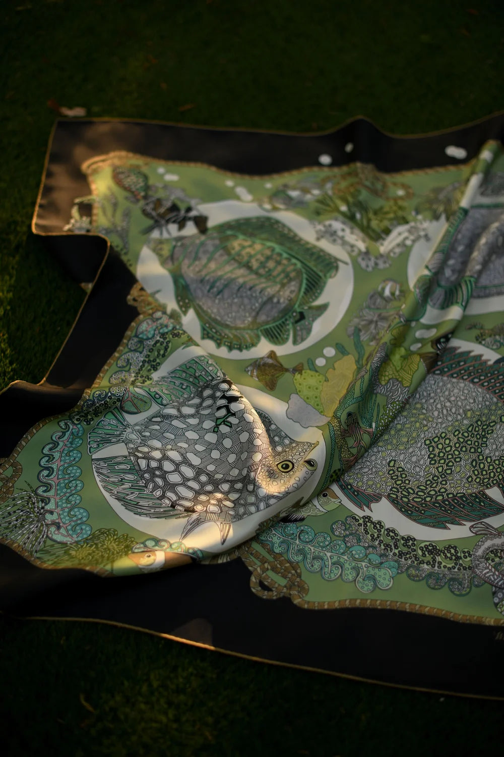 La Vie Marine Cilantro Silk Scarf