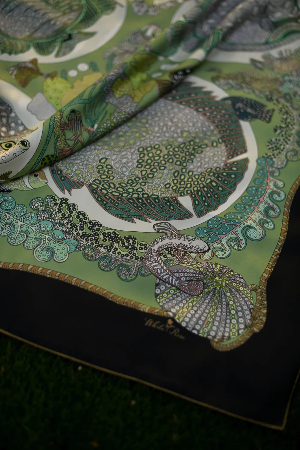 La Vie Marine Cilantro Silk Scarf