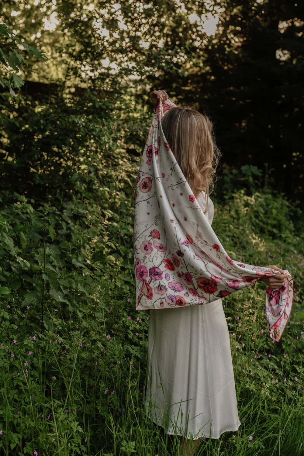 Pansy Rosa Silk Scarf