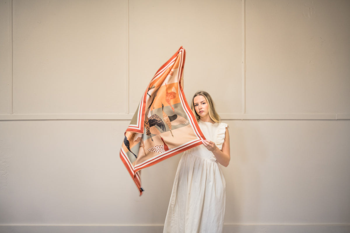 Candace in Cognac Silk Scarf