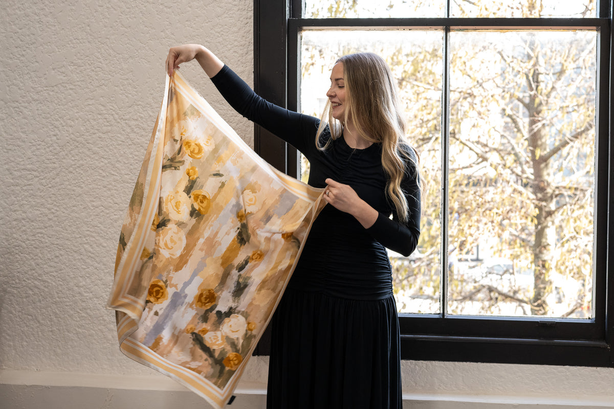 Tamar in Golden Wattle Silk Scarf