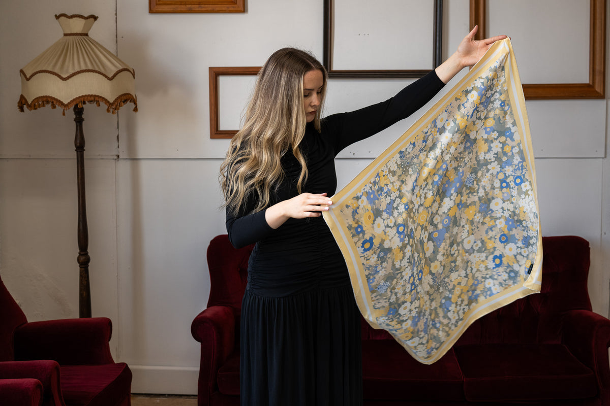 Macey in Butter Bloom Silk Scarf