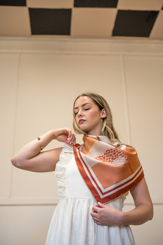 Candace in Cognac Silk Scarf