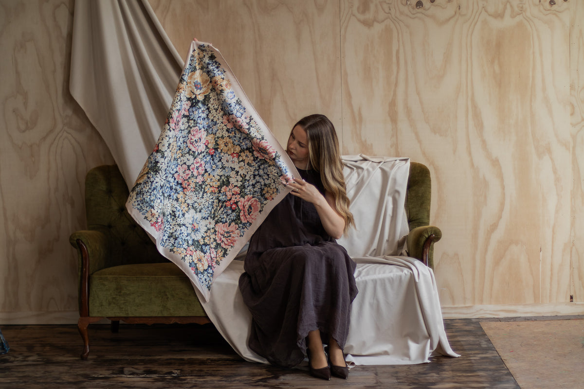 Mae in Powder Rose Silk Scarf