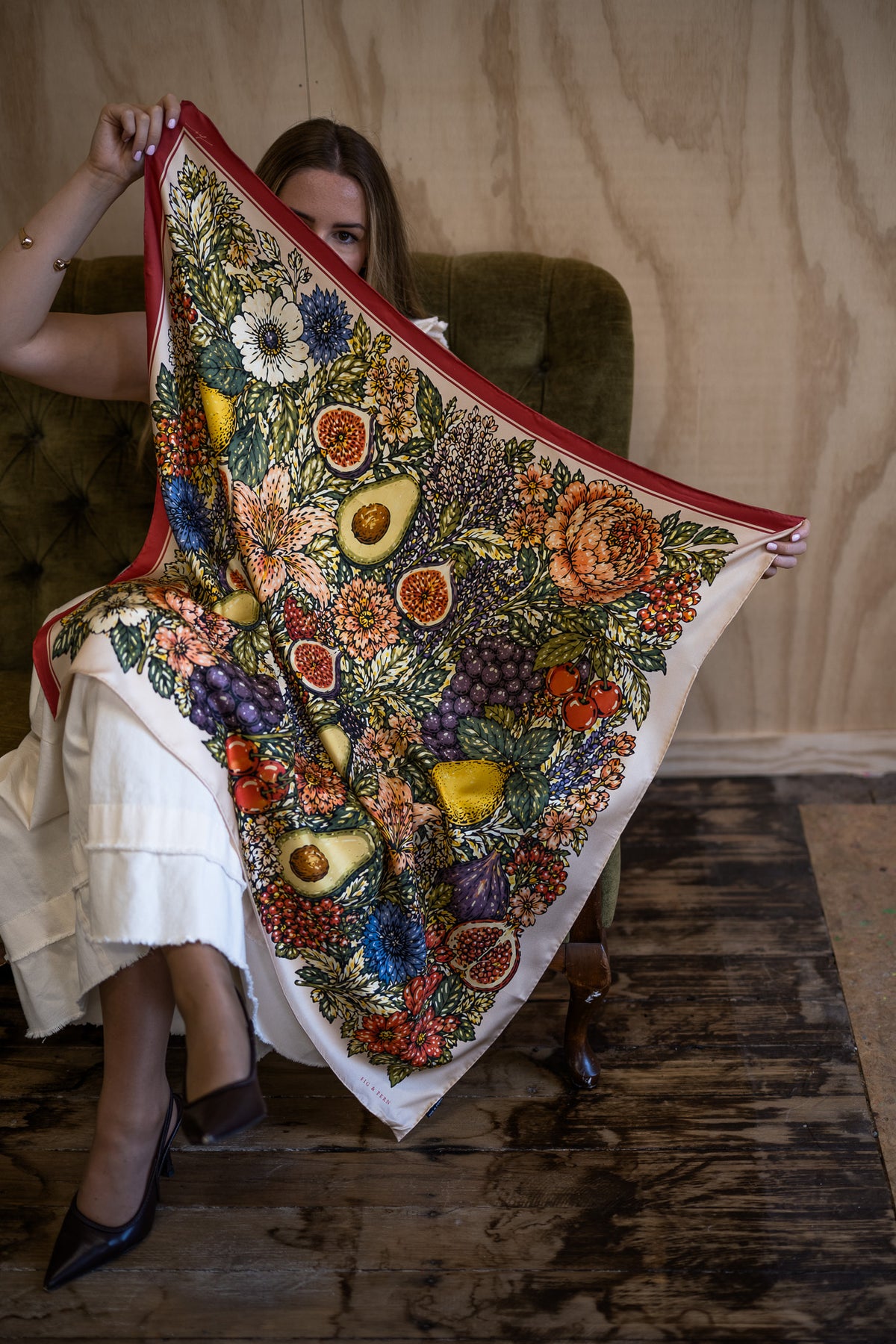 Blanche in Camellia Rose Silk Scarf