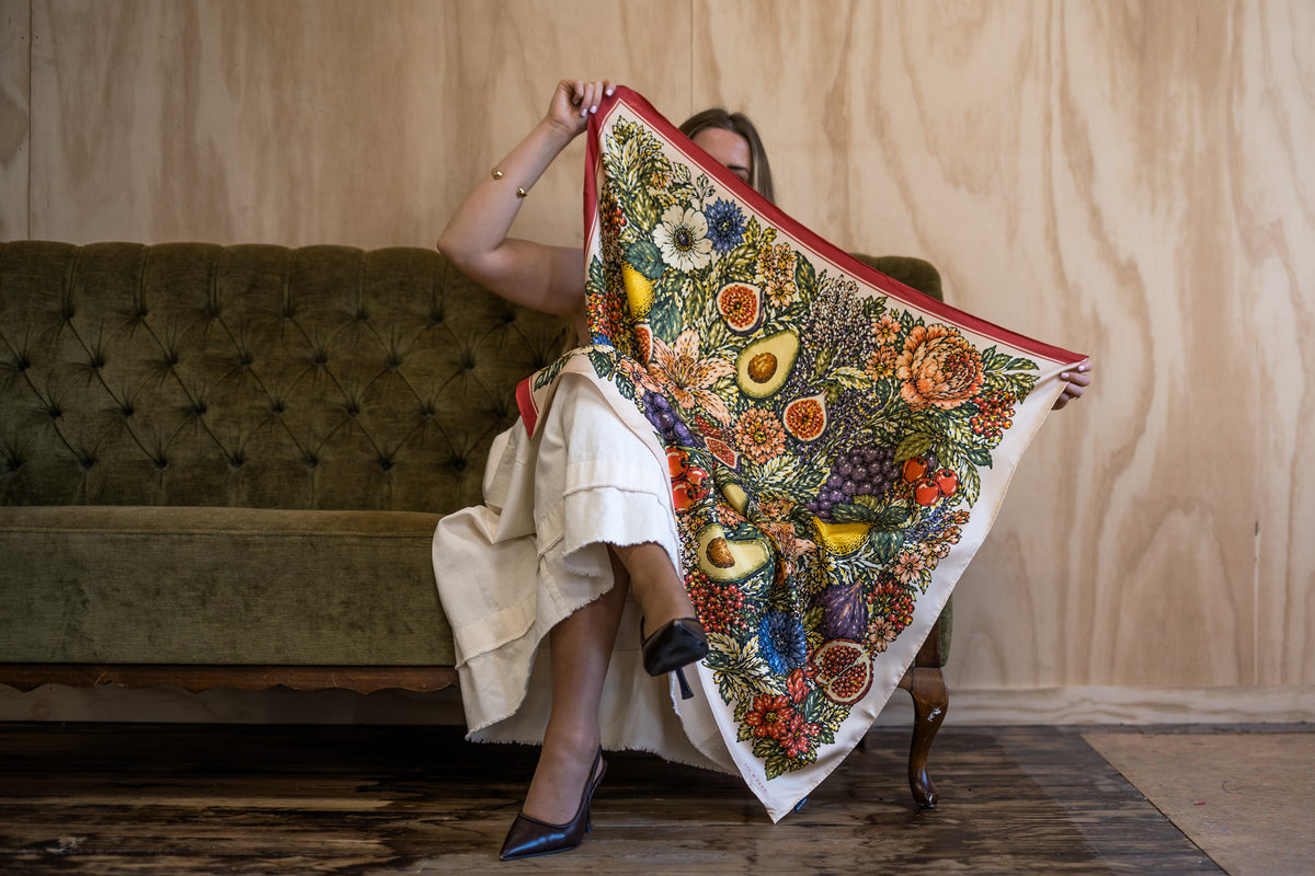 Blanche in Camellia Rose Silk Scarf