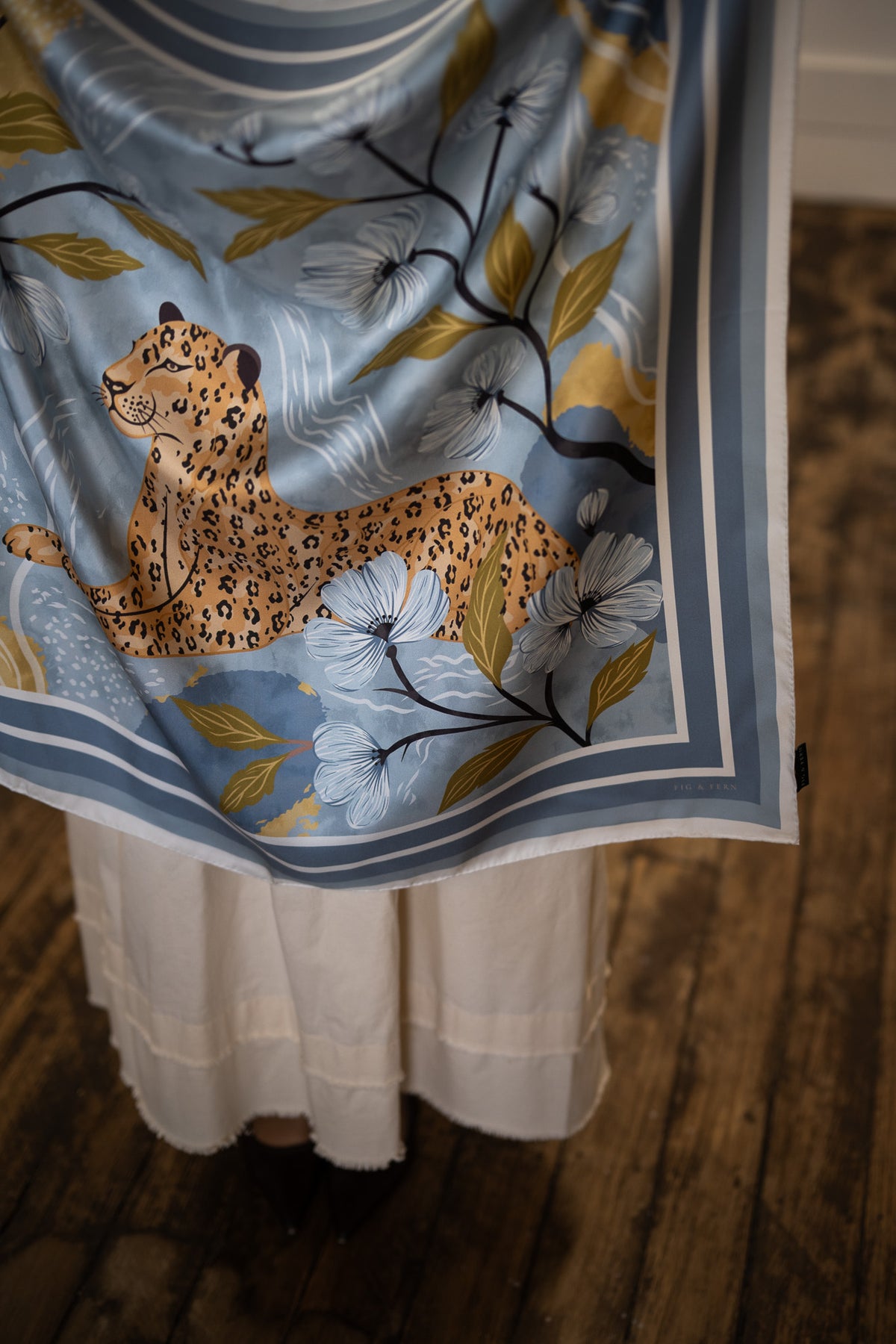 Inca in Chamomile Blue Silk Scarf