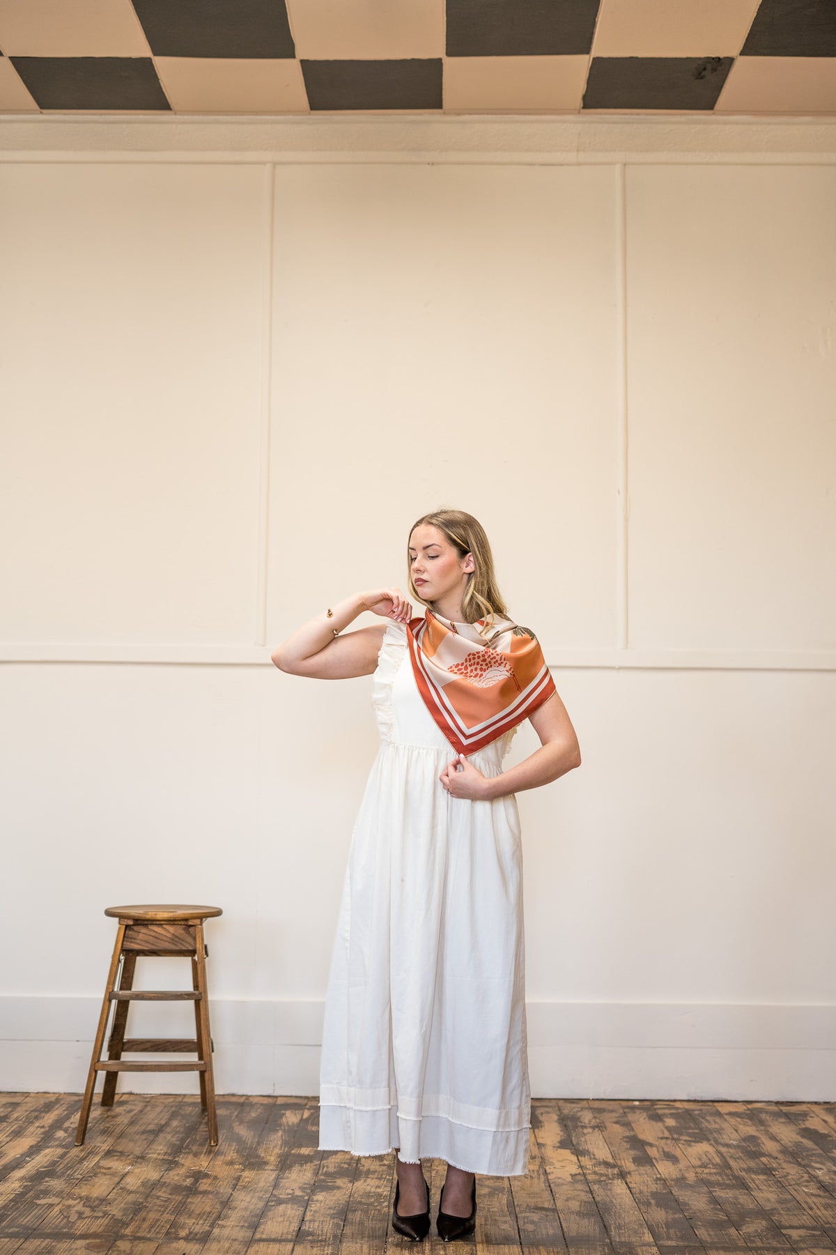 Candace in Cognac Silk Scarf