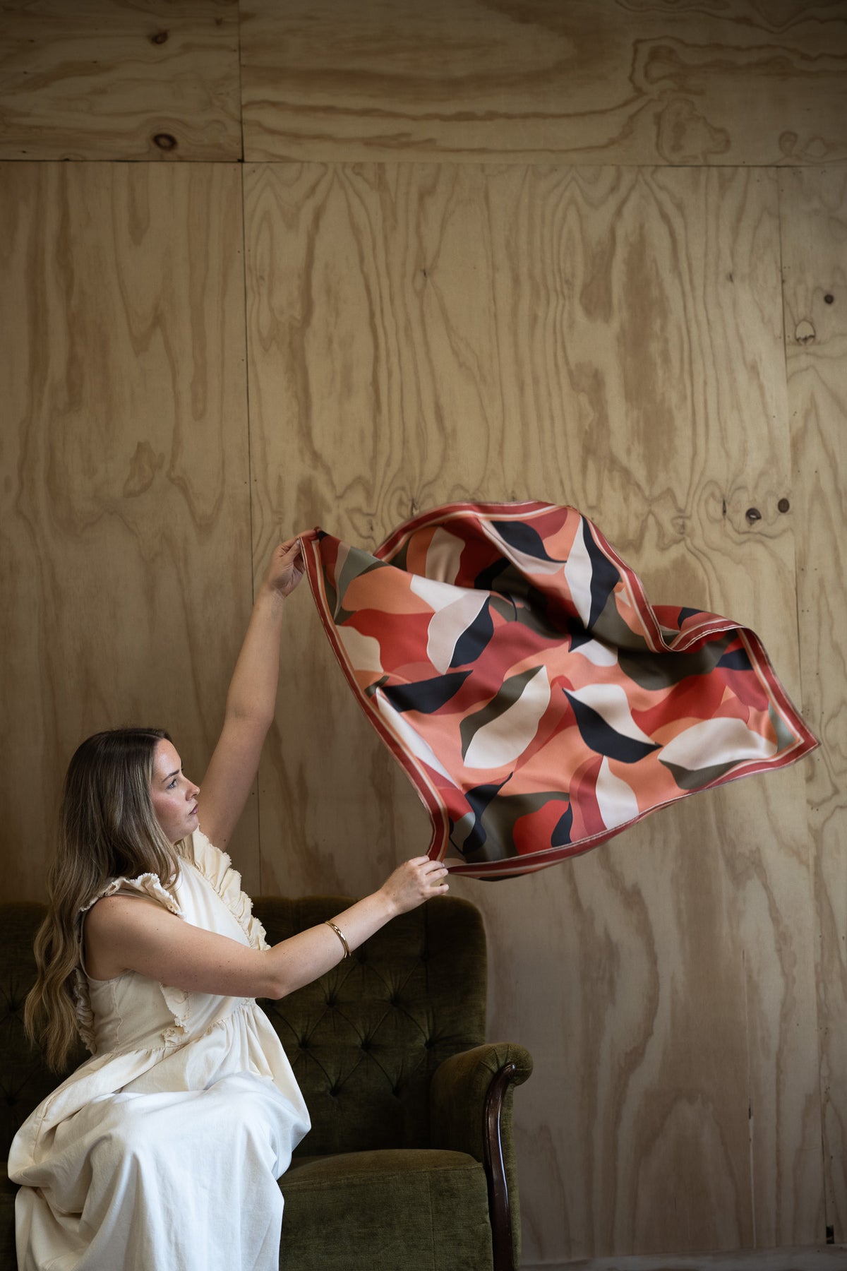 Myra in Paprika Flame Silk Scarf