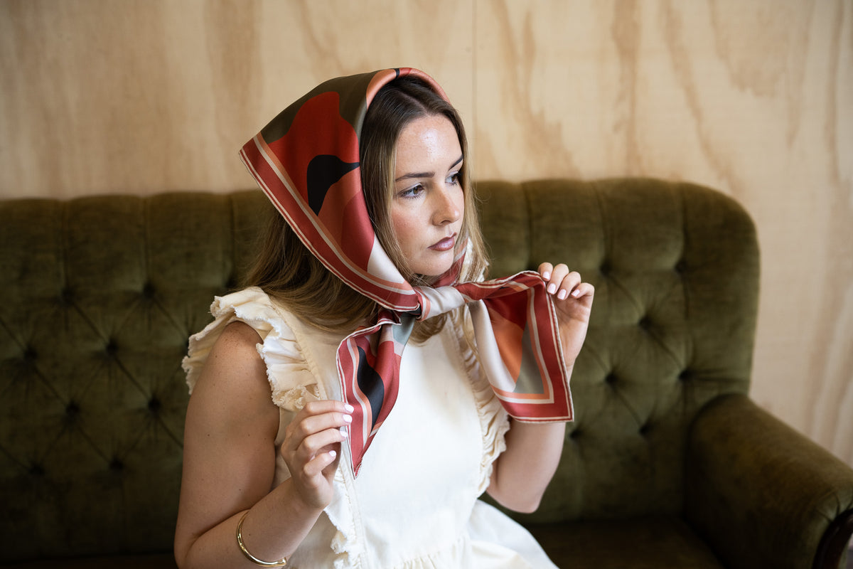 Myra in Paprika Flame Silk Scarf