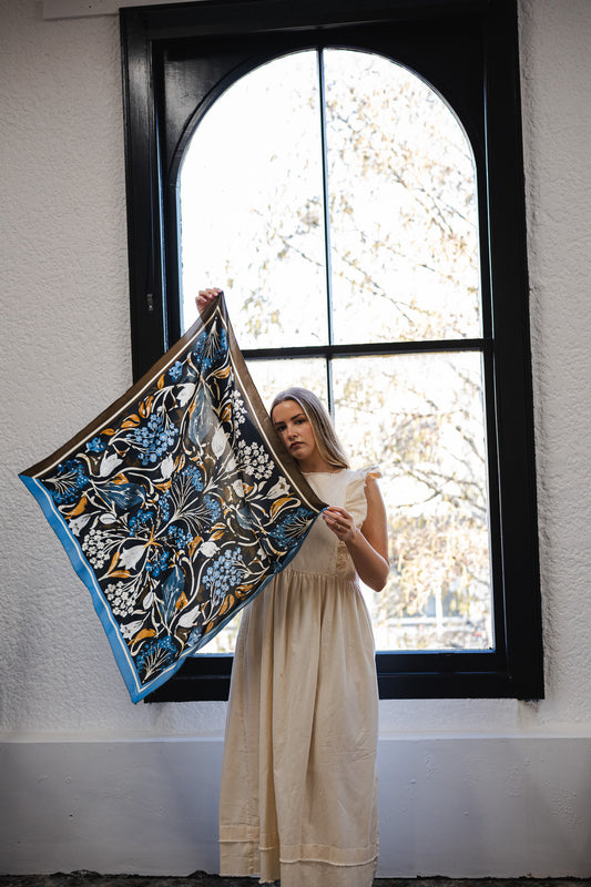 Alexandra in Oxford Tobacco Silk Scarf