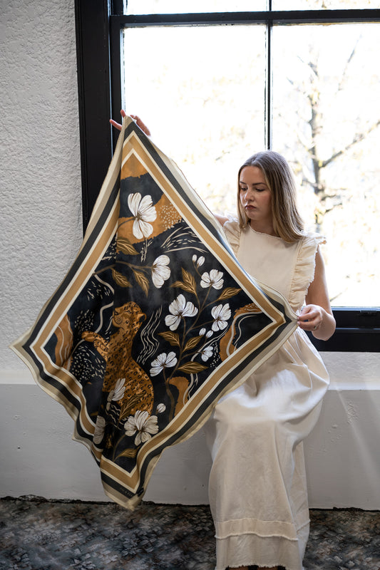 Inca in Dark Truffle Silk Scarf