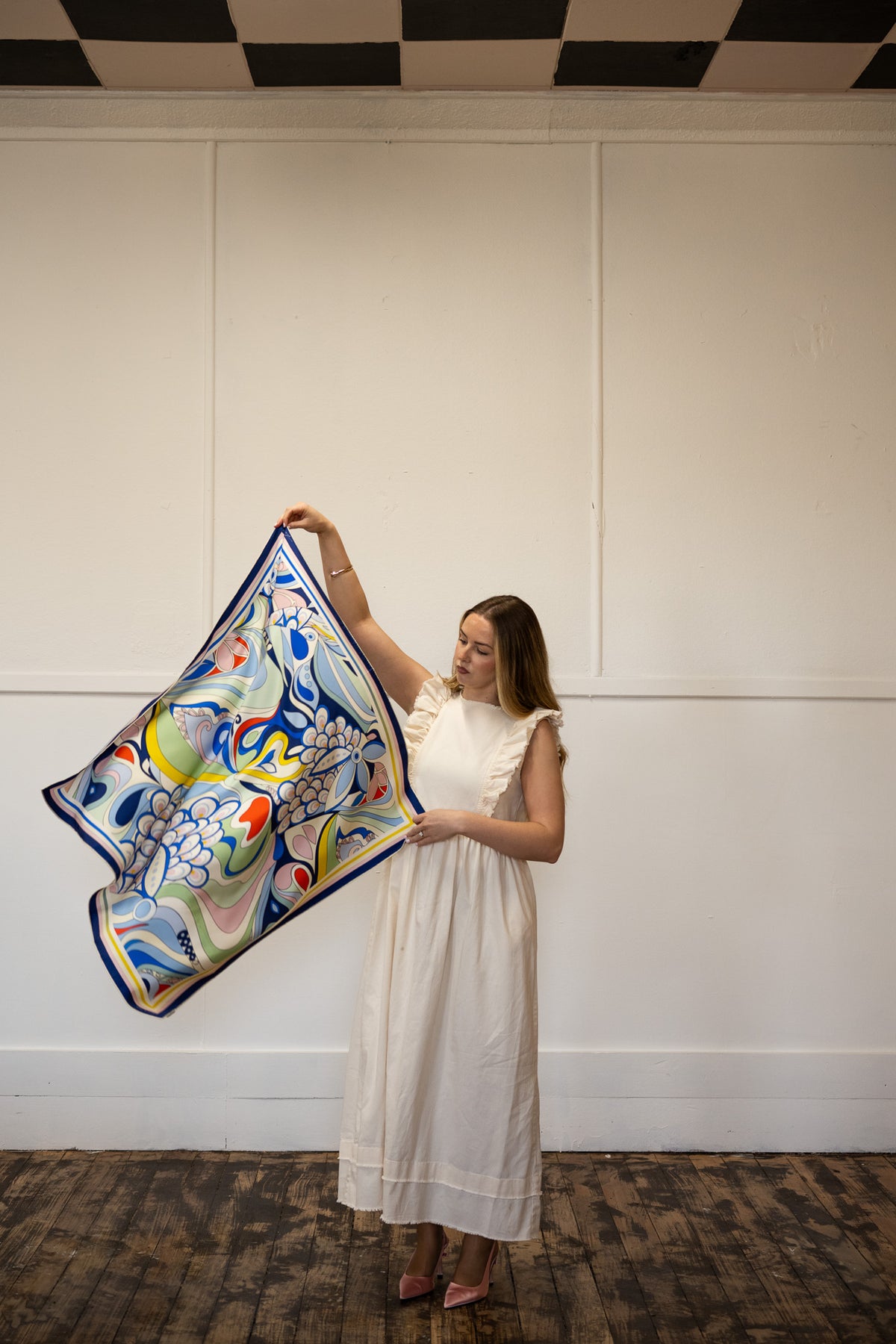 Aria in Blue Riviera Silk Scarf