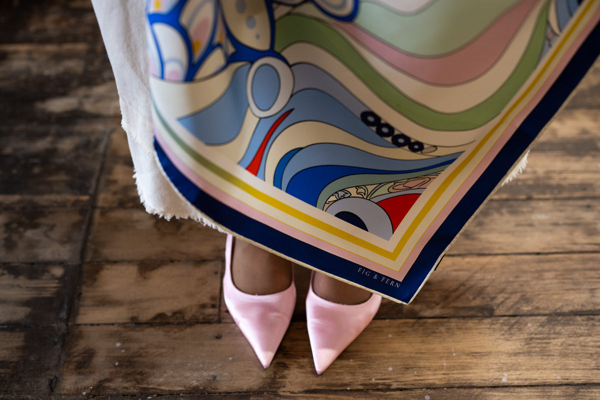 Aria in Blue Riviera Silk Scarf