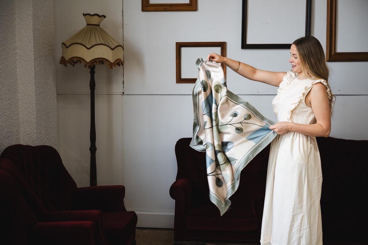 Freida in Lichen Silk Scarf