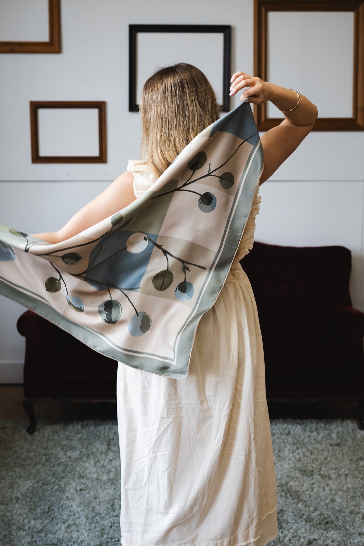 Freida in Lichen Silk Scarf