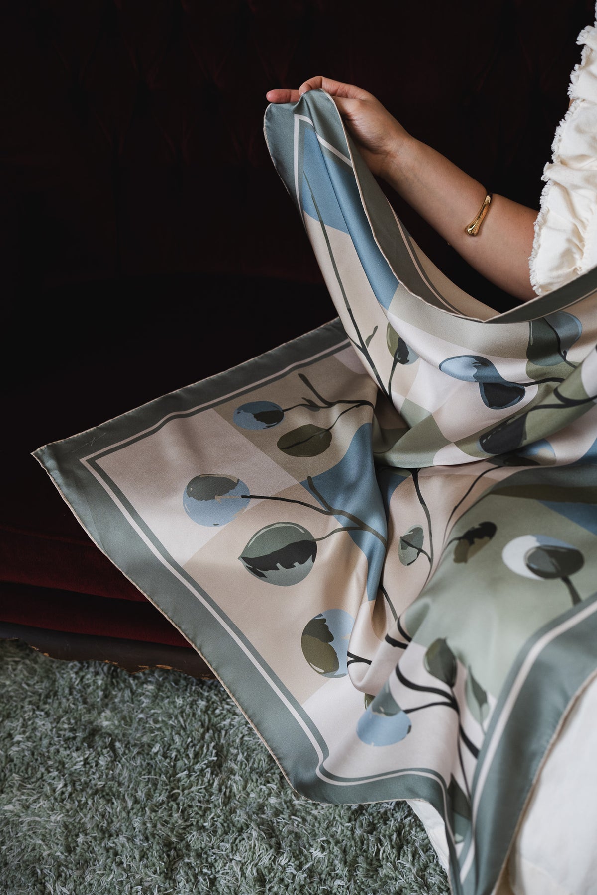Freida in Lichen Silk Scarf