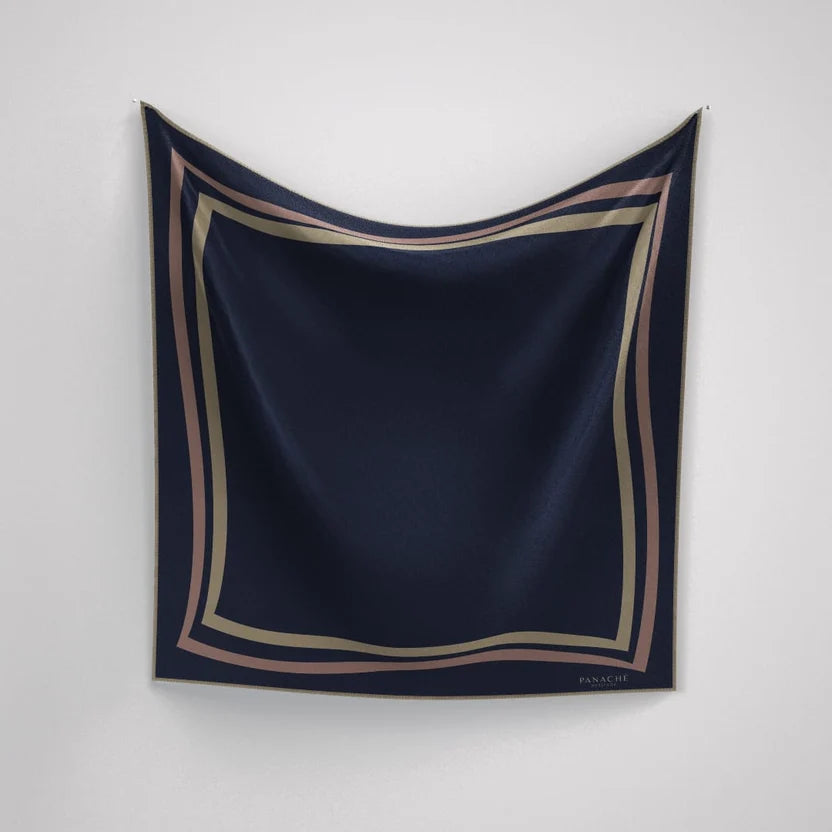 Classique Navy And Tan Silk Scarf Silk Scarf