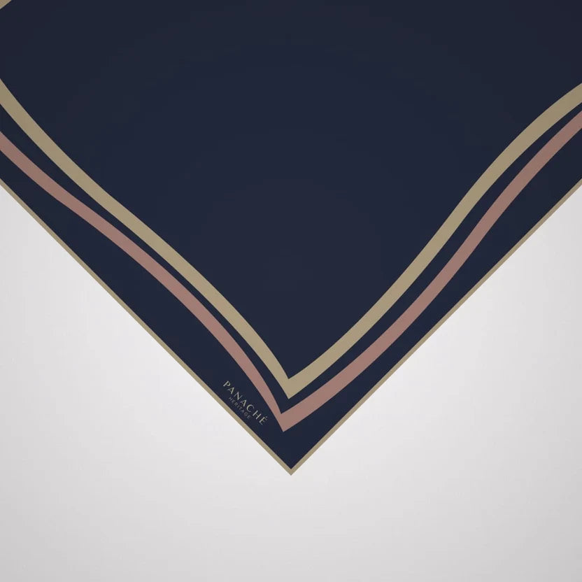 Classique Navy And Tan Silk Scarf Silk Scarf