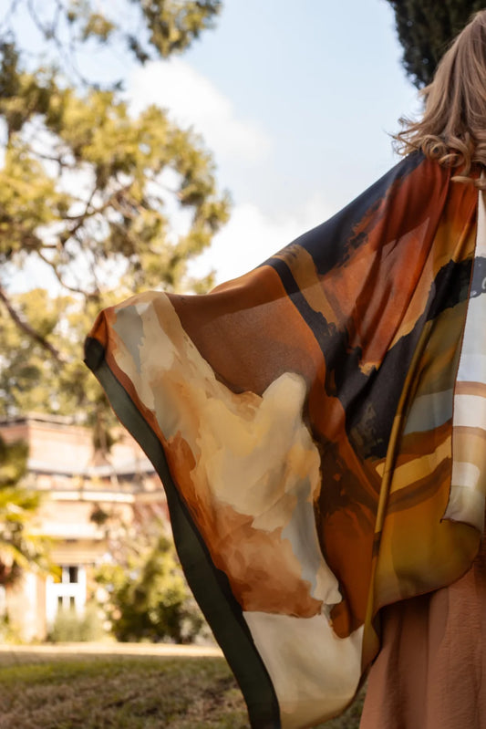 Sable & Tan Silk Scarf